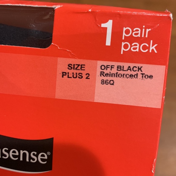 No Nonsense Pantyhose • Off Black • Reinforced Toe • Nylons • Size Plus 2 - Picture 2 of 10